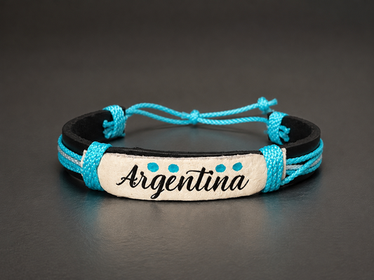 Argentina Adjustable Leather Bracelet – Unisex Soccer Fan Bracelet