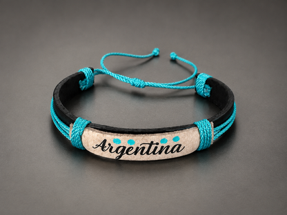 Argentina Adjustable Leather Bracelet – Unisex Soccer Fan Bracelet