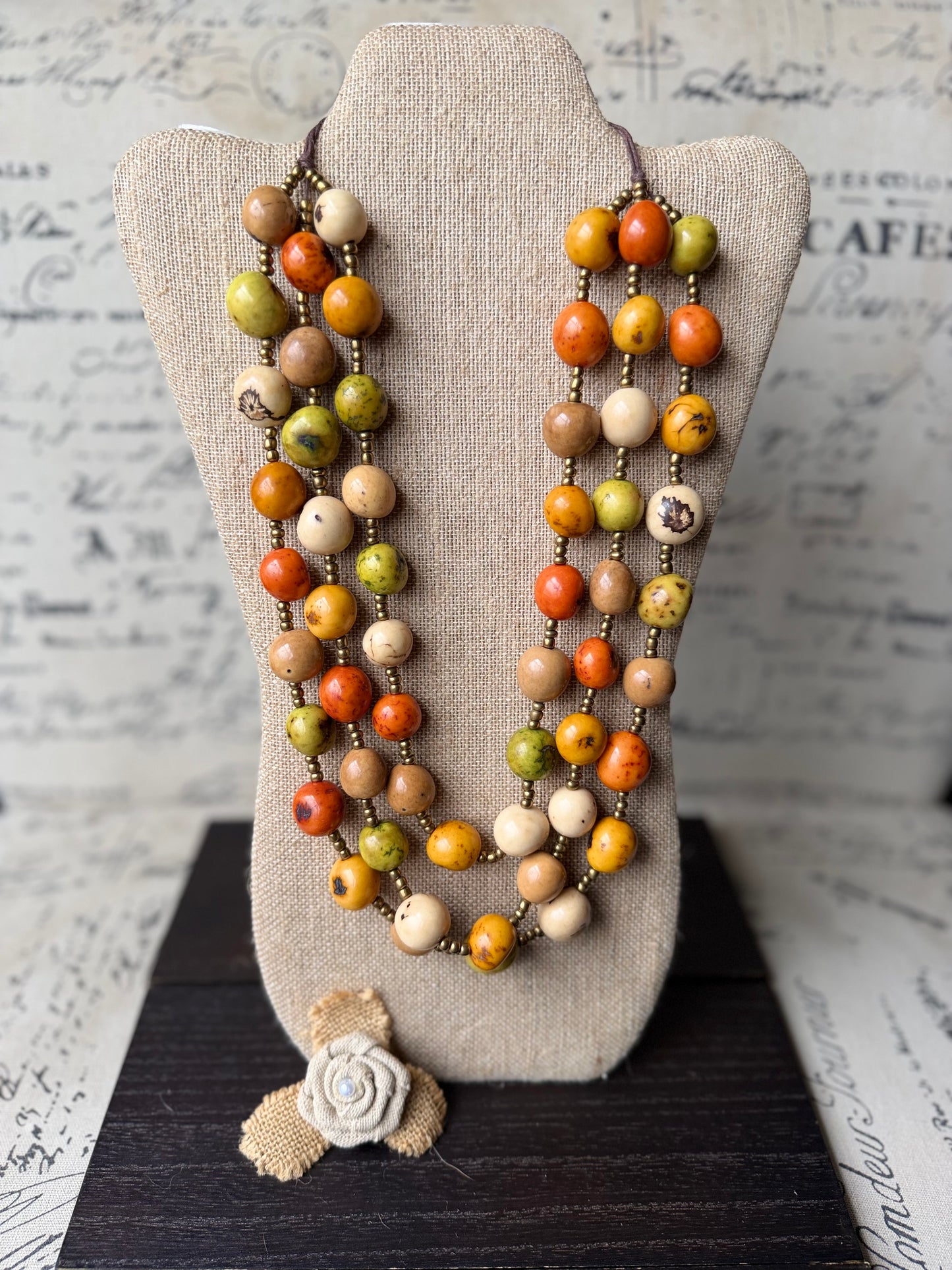 Triple Strand Tagua Statement Necklace – Sustainable Handmade Jewelry