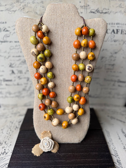 Triple Strand Tagua Statement Necklace – Sustainable Handmade Jewelry