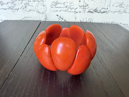Orange Tagua Nut Bracelet – Handmade Chunky Eco Friendly Fair Trade Bracelet