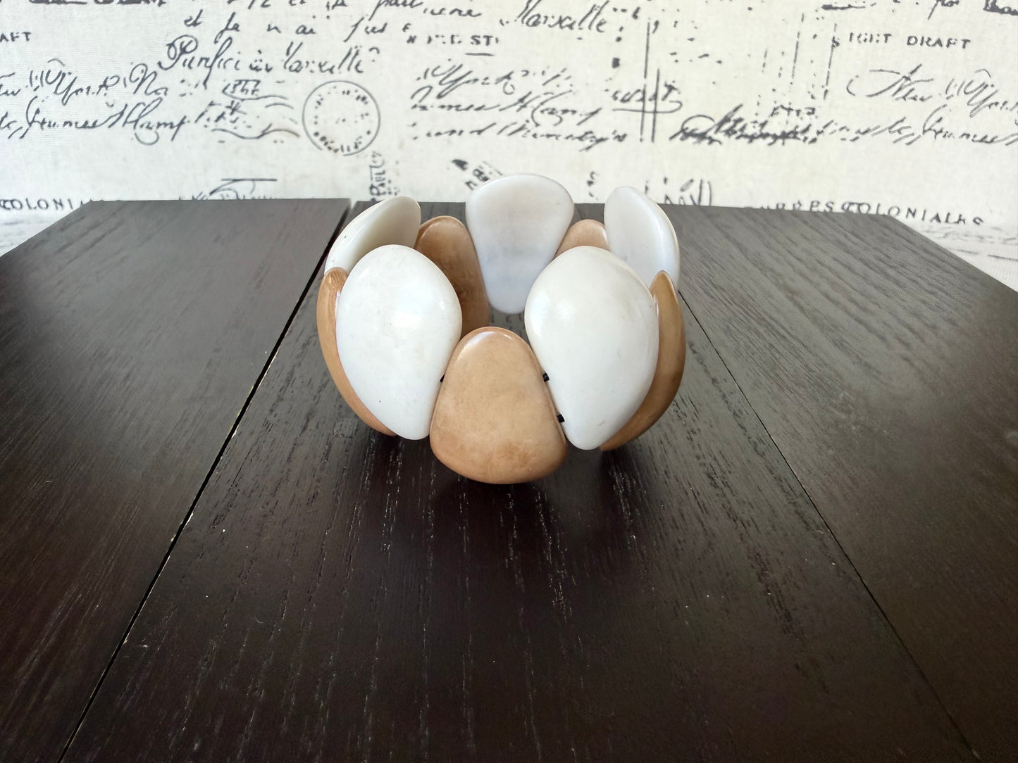 Ivory Beige Tagua Nut Chunky Statement Bracelet – Eco Friendly Handmade Jewelry from Ecuador