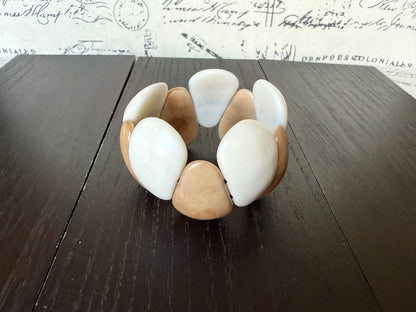 Ivory Beige Tagua Nut Chunky Statement Bracelet – Eco Friendly Handmade Jewelry from Ecuador