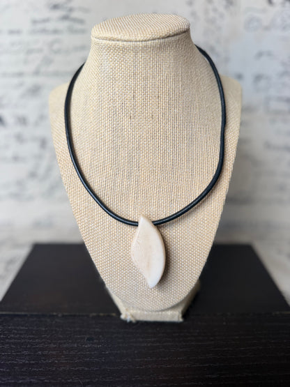 White Tagua Nut Pendant Necklace | Vegetable Ivory Jewelry