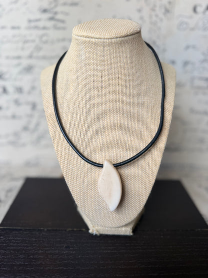 White Tagua Nut Pendant Necklace | Vegetable Ivory Jewelry