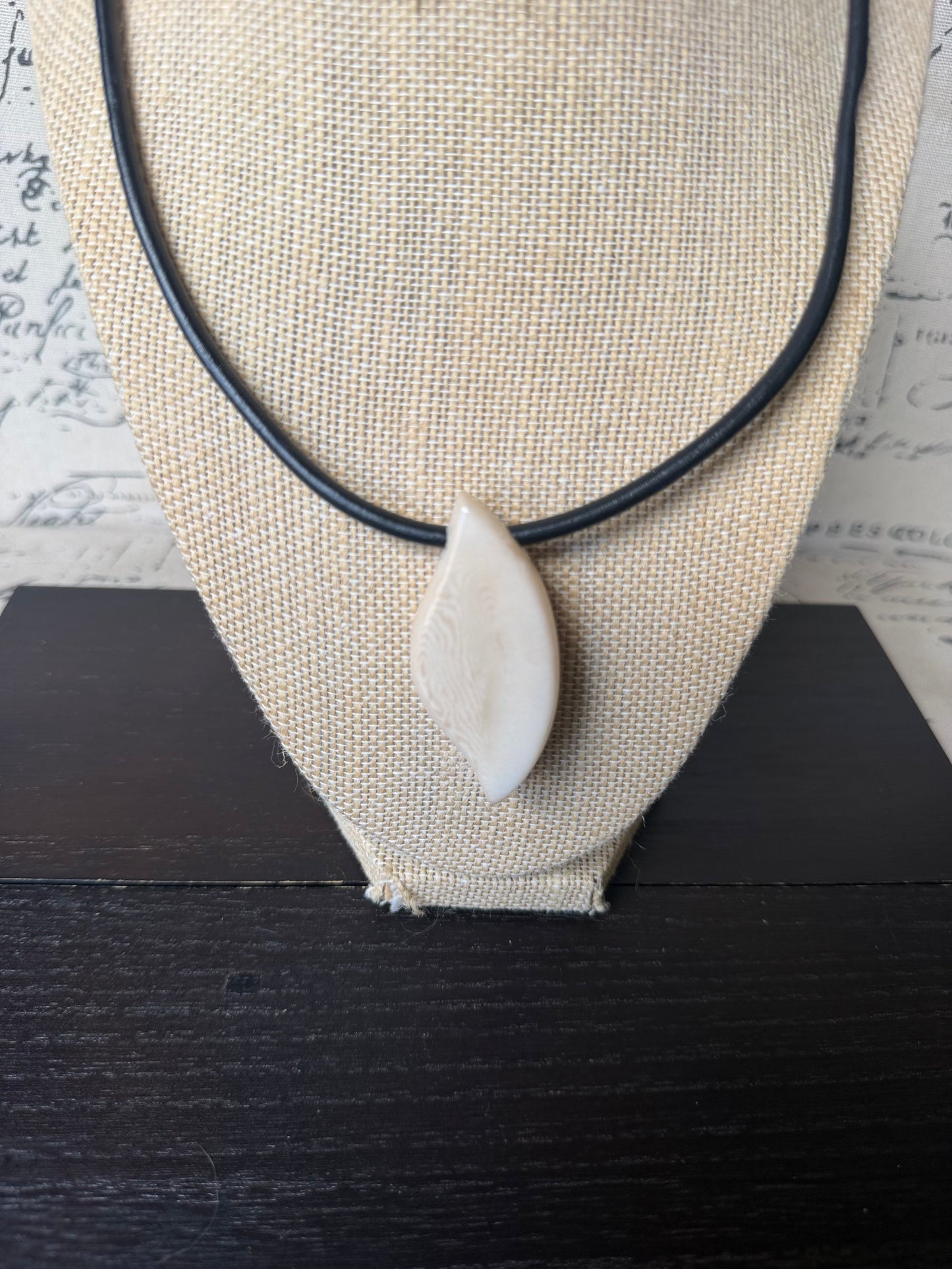 White Tagua Nut Pendant Necklace | Vegetable Ivory Jewelry