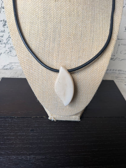 White Tagua Nut Pendant Necklace | Vegetable Ivory Jewelry