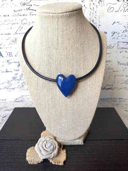 Blue Heart Tagua Necklace – Magnetic Clasp, 18” Handmade Eco Jewelry