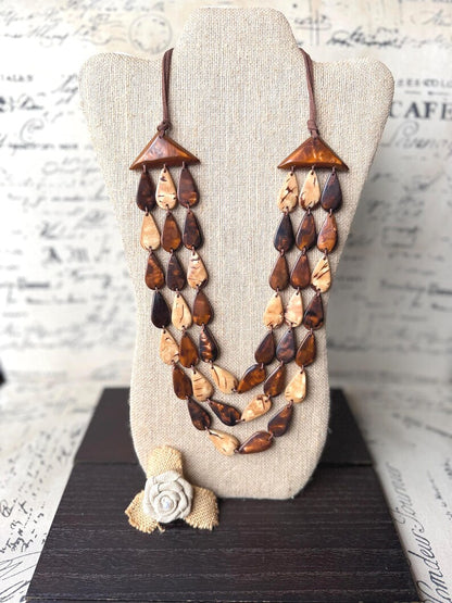 Brown Adjustable Tagua Statement Necklace – Chunky Eco Friendly Jewelry