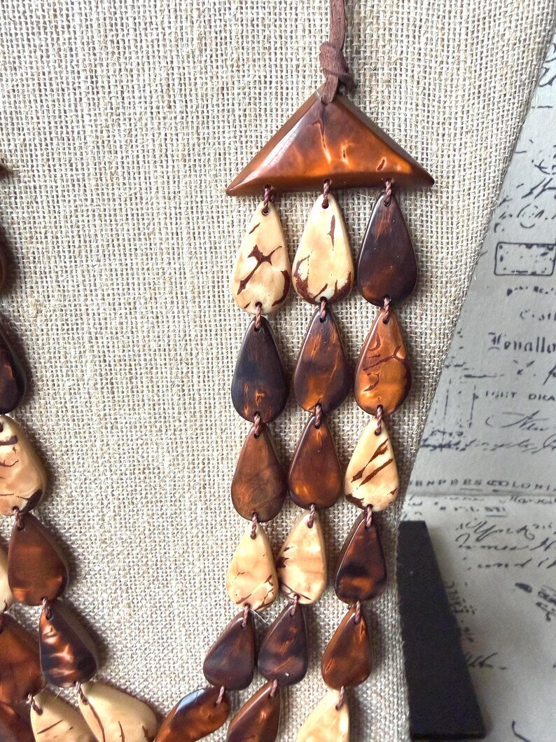 Brown Adjustable Tagua Statement Necklace – Chunky Eco Friendly Jewelry