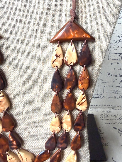Brown Adjustable Tagua Statement Necklace – Chunky Eco Friendly Jewelry