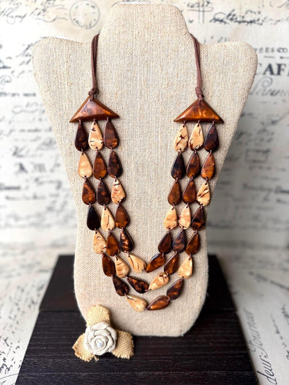 Brown Adjustable Tagua Statement Necklace – Chunky Eco Friendly Jewelry