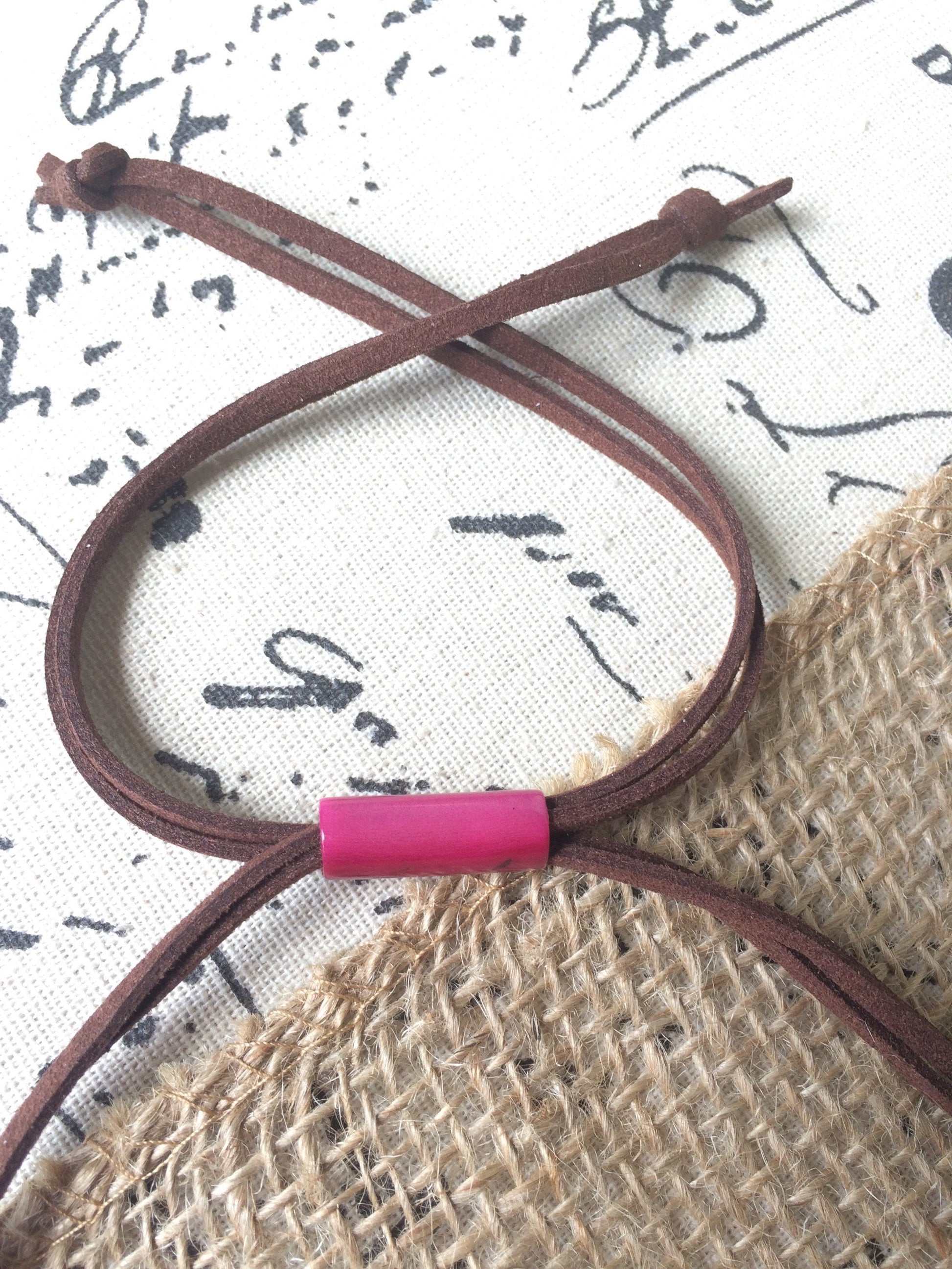 Tagua jewelry Pink statement necklace Adjustable cord Big bold necklaces Wearable art Fall fashion trends Mothers day gift Multi layer bib