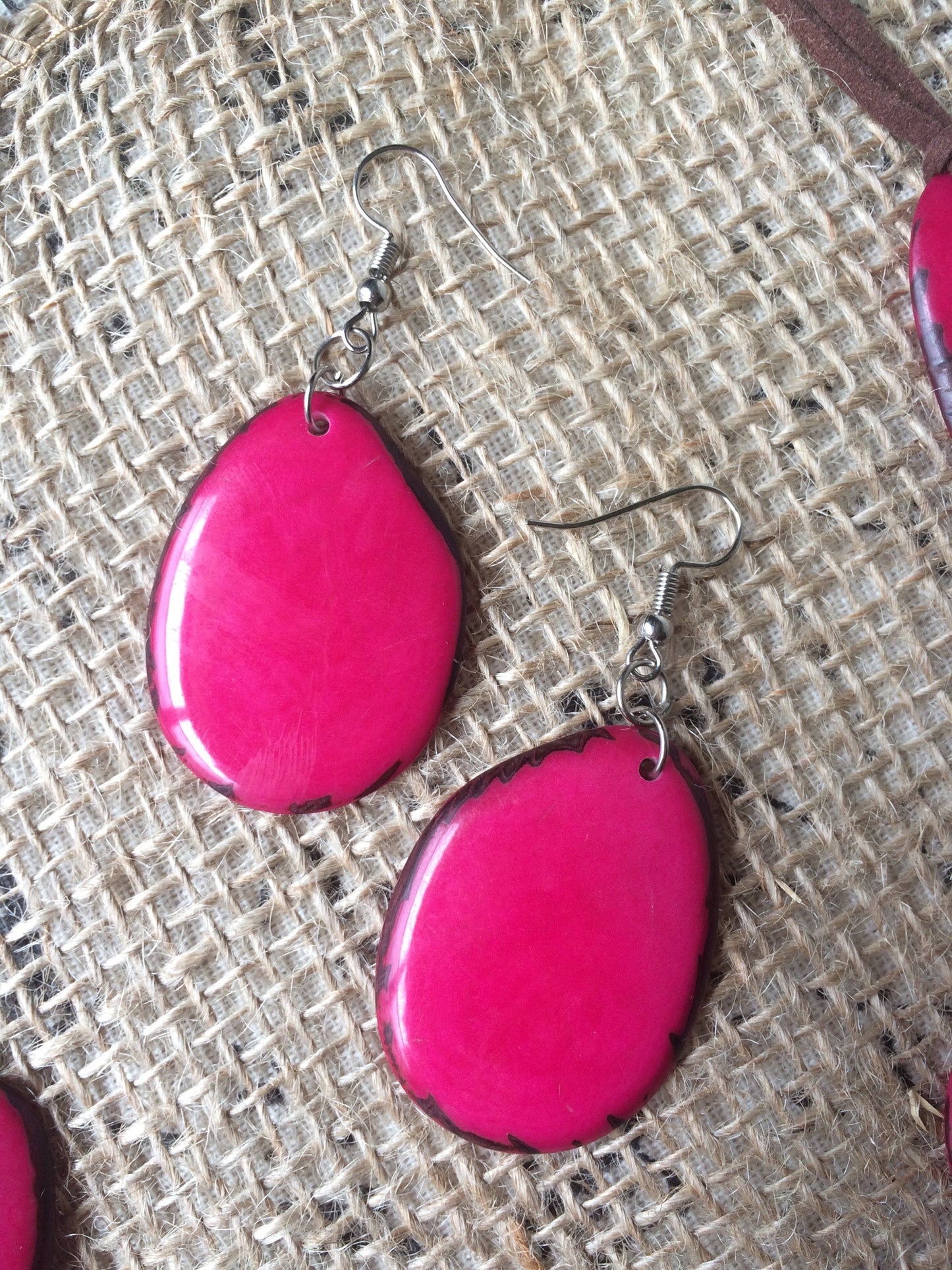 Tagua jewelry Pink statement necklace Adjustable cord Big bold necklaces Wearable art Fall fashion trends Mothers day gift Multi layer bib