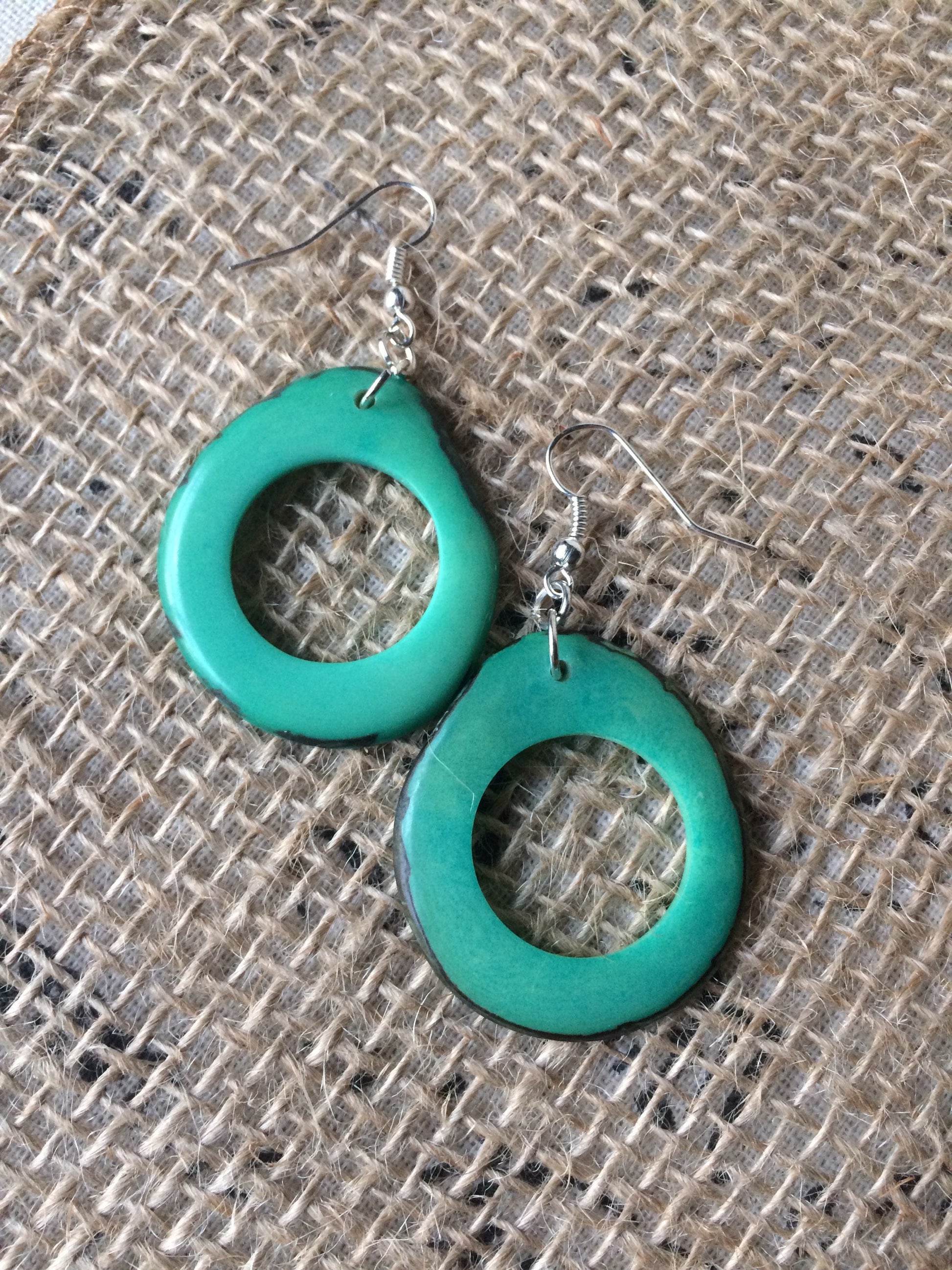 Tagua earrings Mint green beaded earrings Fall fashion 2025s Dangly earrings Edgy earrings Wearable art Fall fashion 2025 Hypoallergenic
