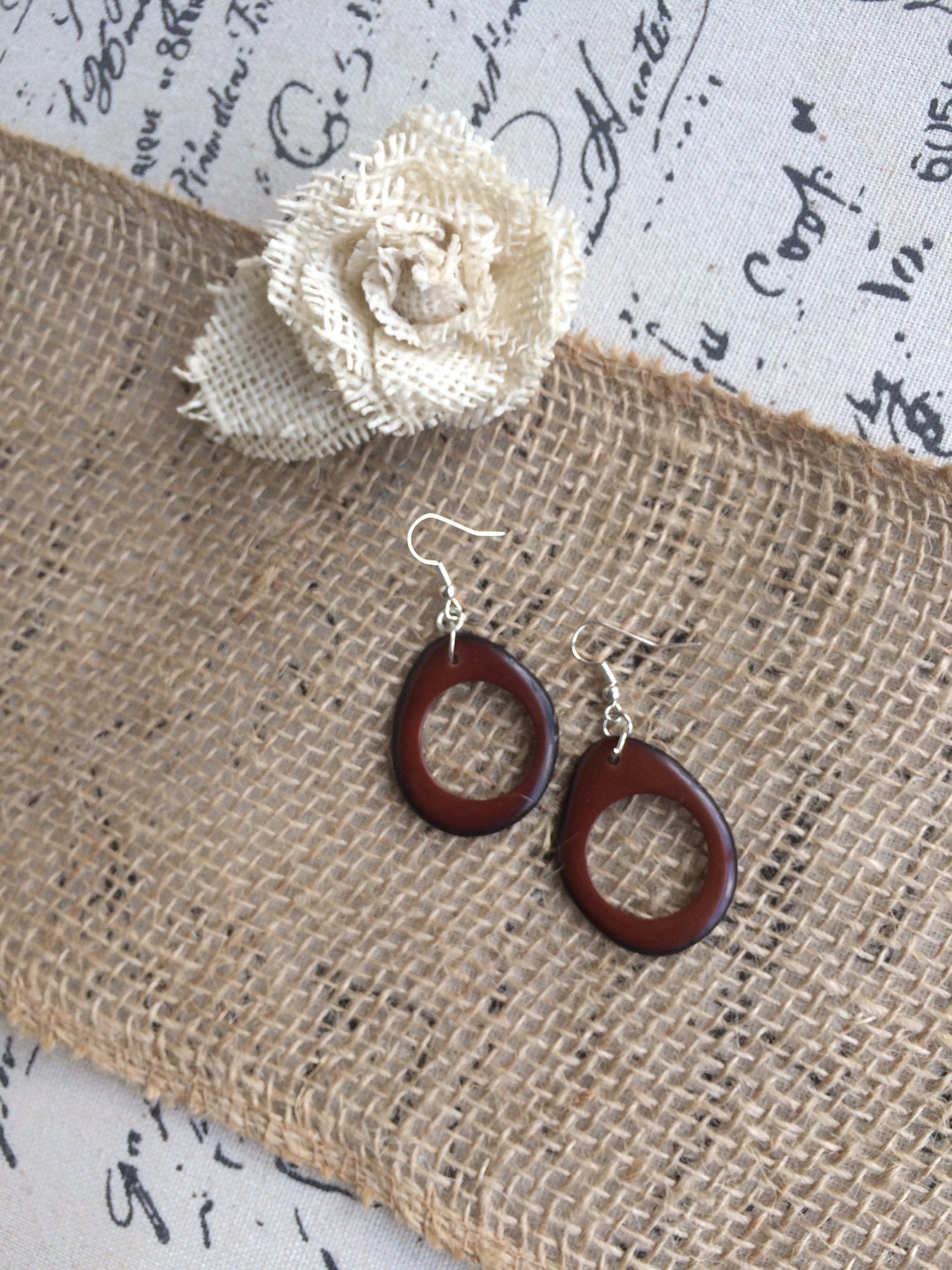 Brown hoop earrings Tagua earrings Dangle statement earrings Huge oversized beads Fall fashion trends Wearable art Hypoallergenic earrings