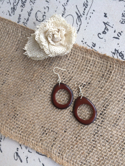 Brown hoop earrings Tagua earrings Dangle statement earrings Huge oversized beads Fall fashion trends Wearable art Hypoallergenic earrings