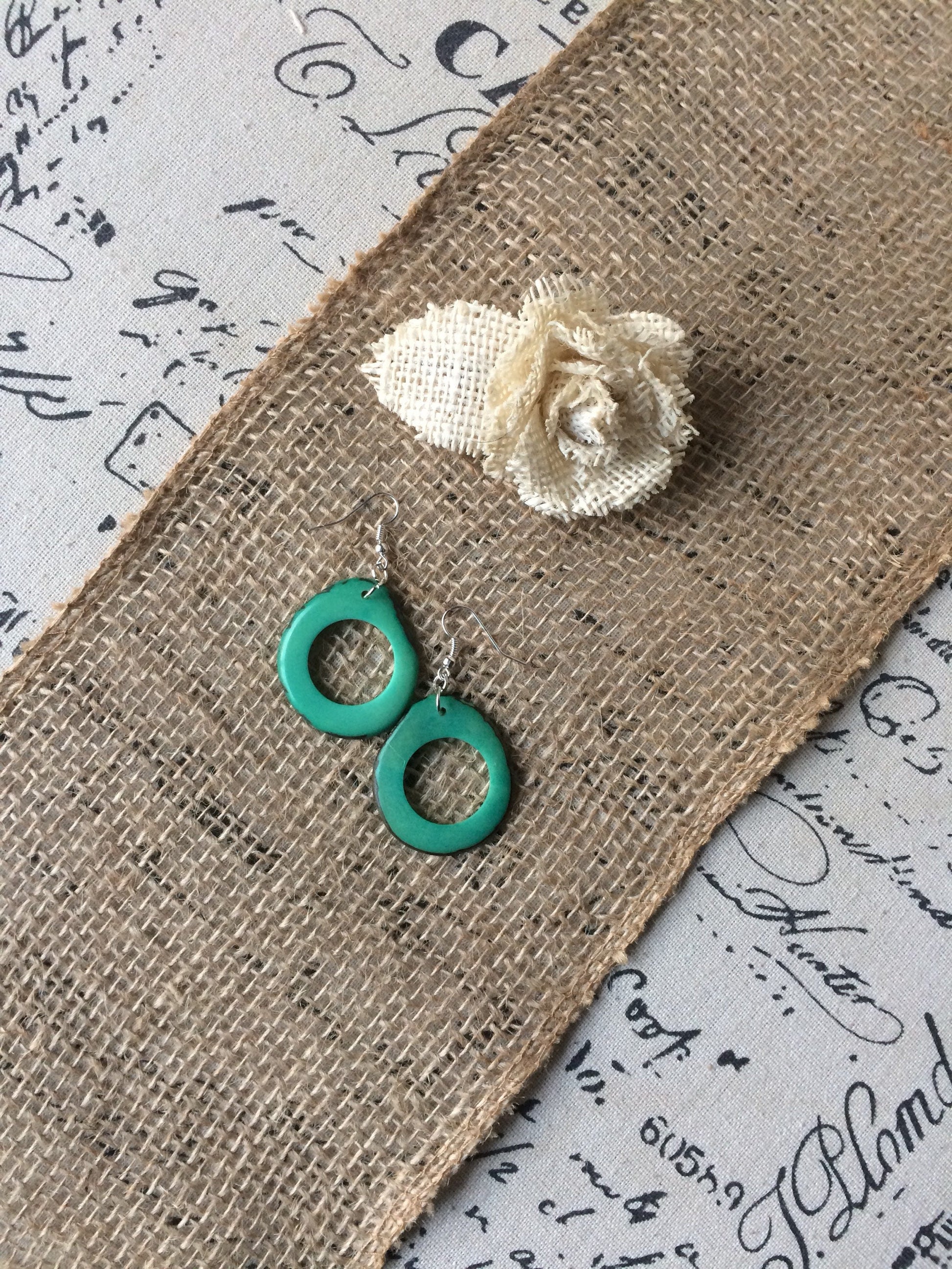 Tagua earrings Mint green beaded earrings Fall fashion 2025s Dangly earrings Edgy earrings Wearable art Fall fashion 2025 Hypoallergenic