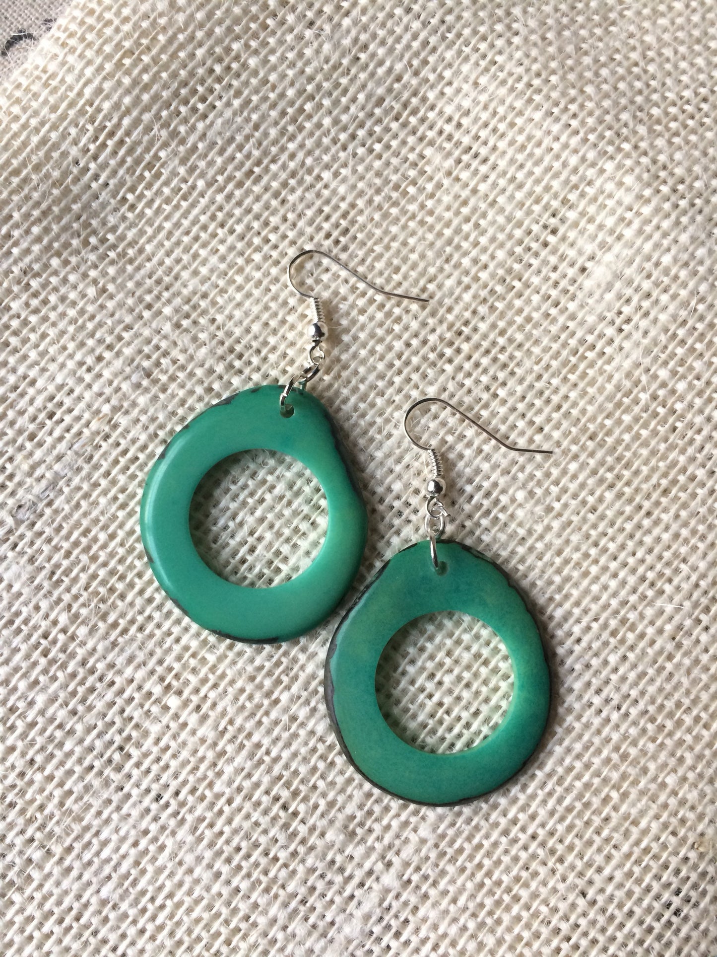 Tagua earrings Mint green beaded earrings Fall fashion 2025s Dangly earrings Edgy earrings Wearable art Fall fashion 2025 Hypoallergenic