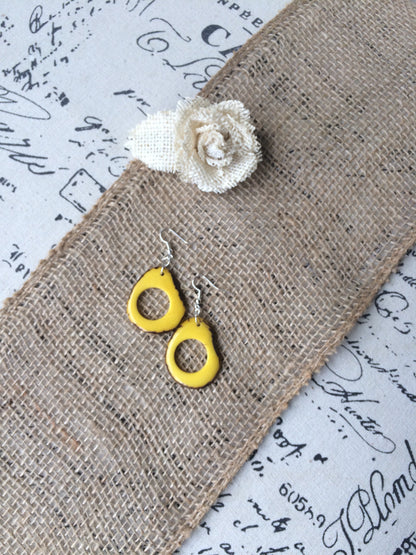 Yellow Tagua Nut Earrings: Lightweight Dangle Statement Jewelry, Fall fashion