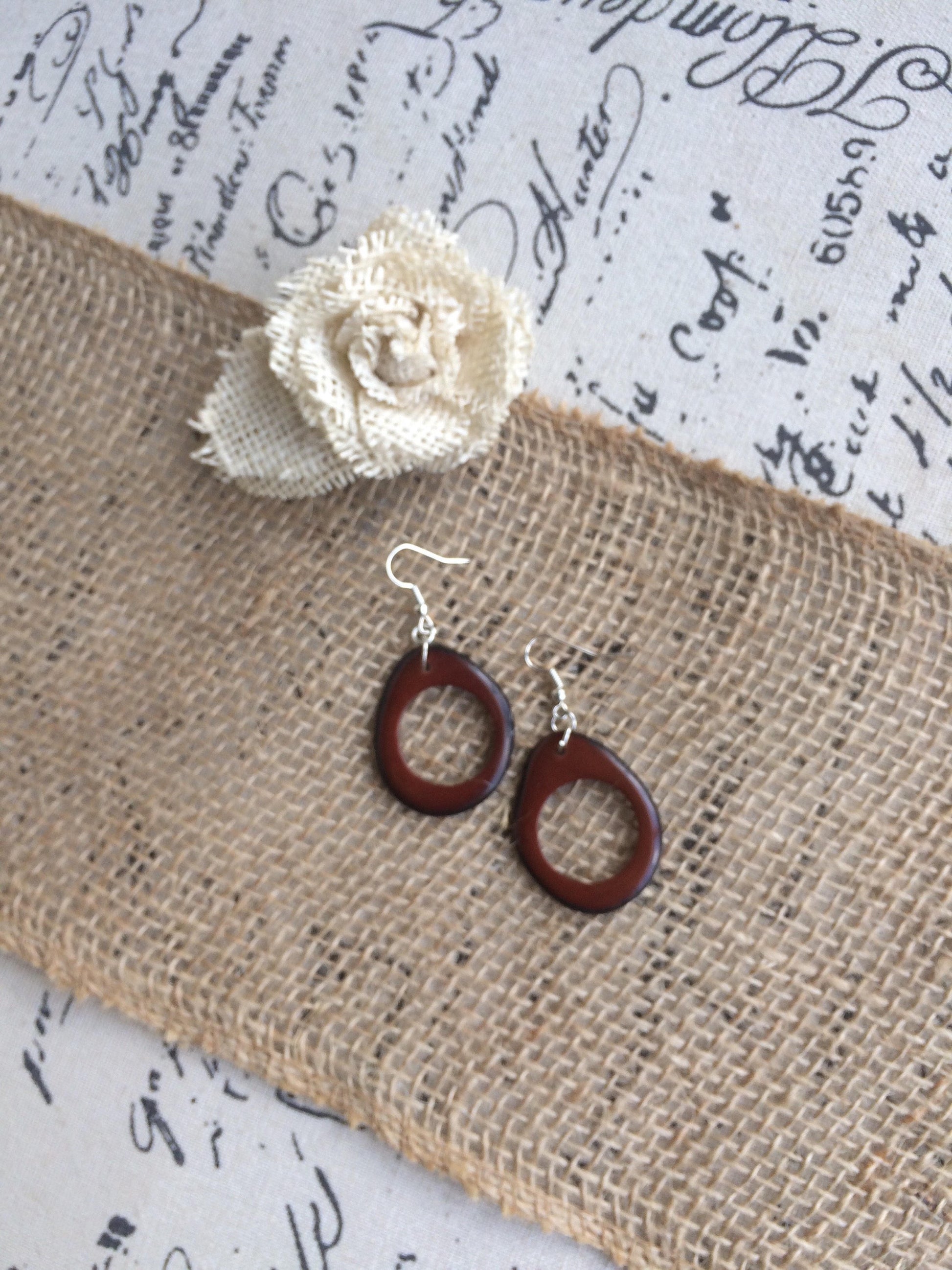 Brown hoop earrings Tagua earrings Dangle statement earrings Huge oversized beads Fall fashion trends Wearable art Hypoallergenic earrings