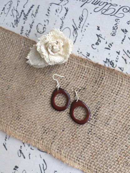 Brown hoop earrings Tagua earrings Dangle statement earrings Huge oversized beads Fall fashion trends Wearable art Hypoallergenic earrings