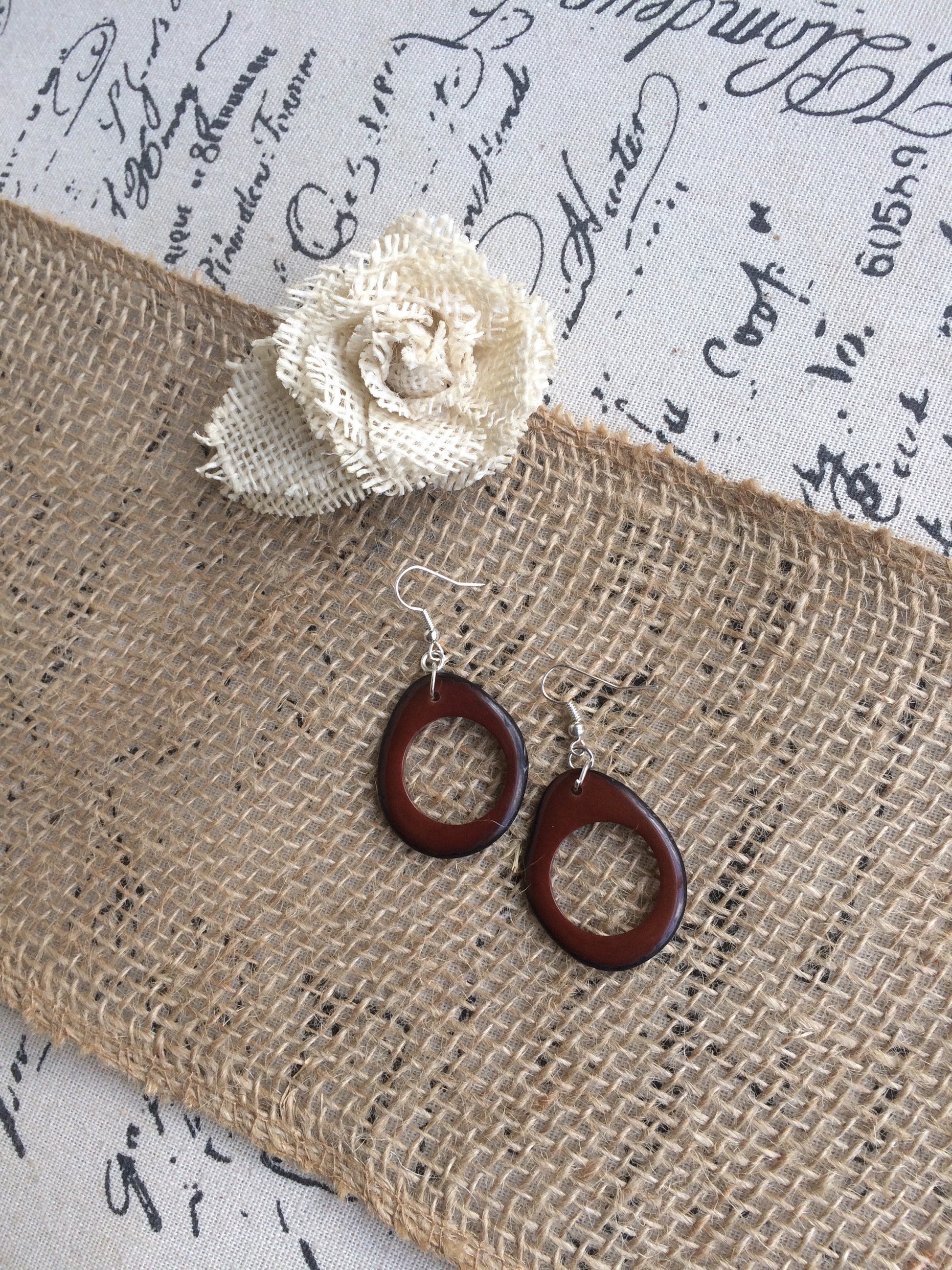 Brown hoop earrings Tagua earrings Dangle statement earrings Huge oversized beads Fall fashion trends Wearable art Hypoallergenic earrings