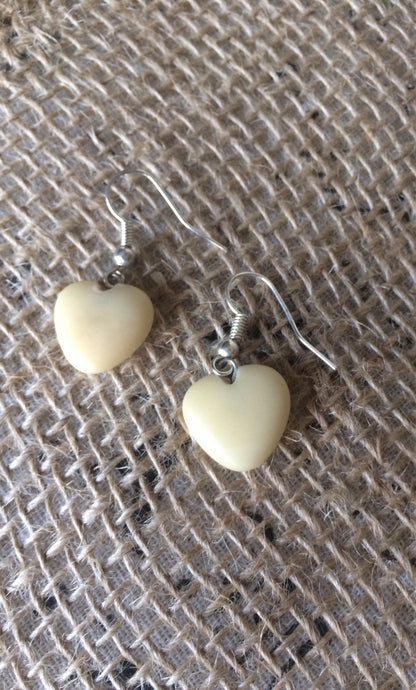 Heart earrings Tagua nut jewelry Fall fashion jewelry Hypoallergenic dangle and drop earrings Bridal jewelry Anniversary gifts for women