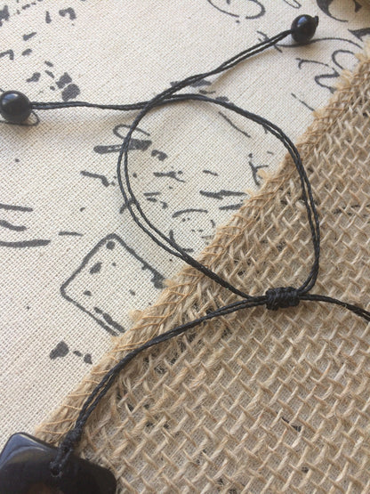 Black chain necklace Tagua jewelry Geometric statement necklace Adjustable cord Custom Fashionable gifts Handmade beaded necklace