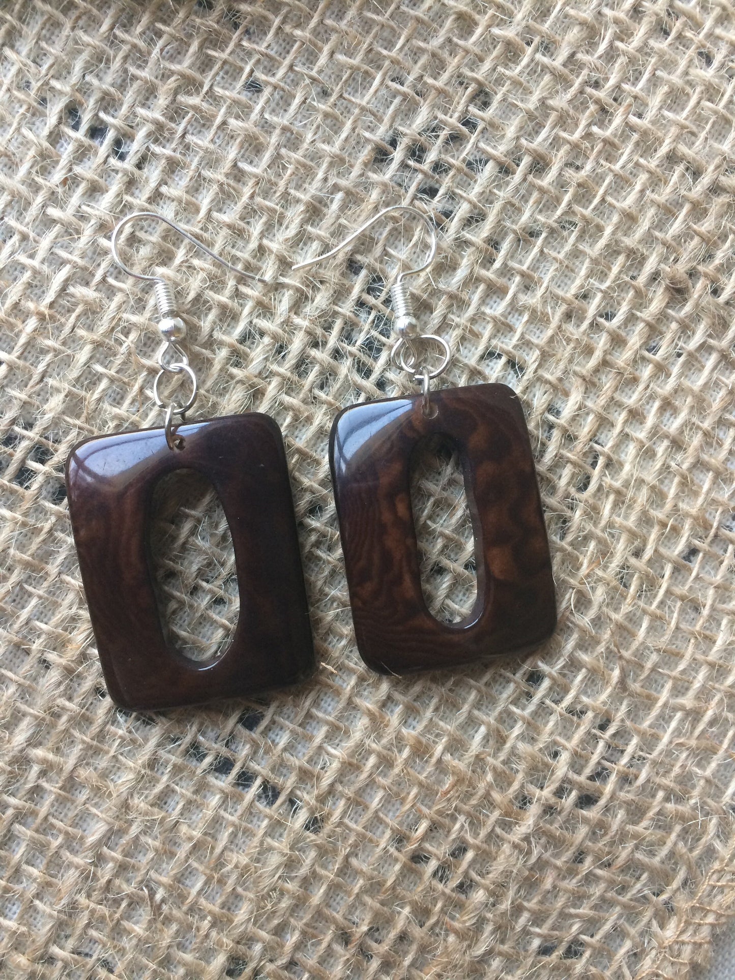 Chocolate brown earrings Geometric earrings Tagua jewelry Wearable art Dangly earrings Organic Hypoallergenic jewelry Fall fashion 2025