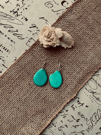 Turquoise green earrings Tagua earrings Artistic earrings Fall fashion 2025s Custom jewelry for women Statement dangles Fashionable gifts