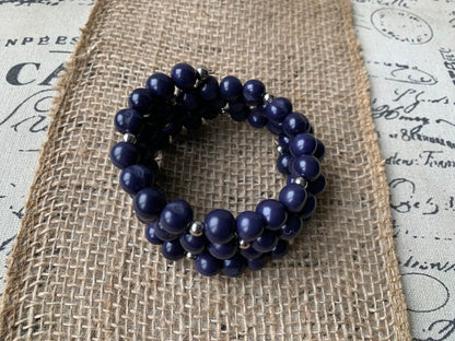 Dark purple statement bracelet Wire wrap adjustable bangle Acai seeds jewelry Handmade gifts Fall fashion 2025s under 25 Wearable art