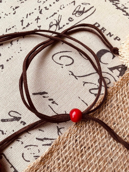 Red beaded necklace Tagua jewelry Simple statement necklace Fall fashion 2025 Wearable art Artistic necklace Big bold necklaces