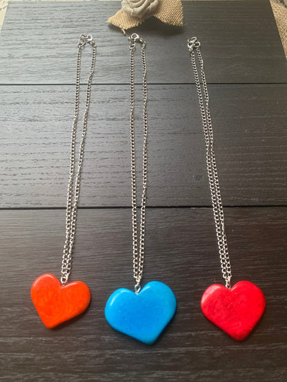 Orange Statement Pendant Necklace Heart Jewelry Love Gift Anniversary gift for wife Minimalist necklace Artisan handmade Artsy gifts