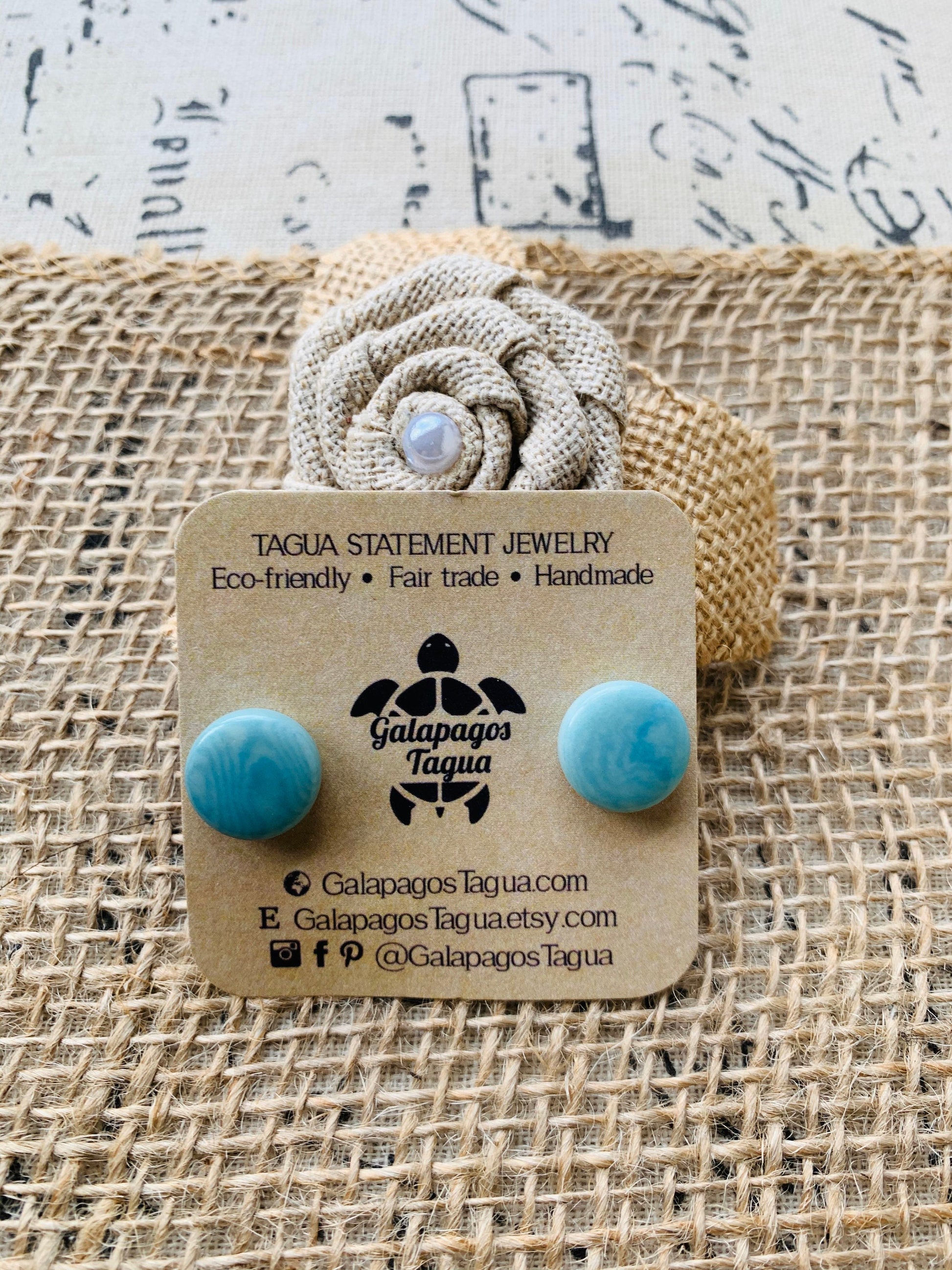 Aqua stud earrings Tagua jewelry Geometric round studs Statement jewellery Fall fashion Small colorful post earrings Cute buttons