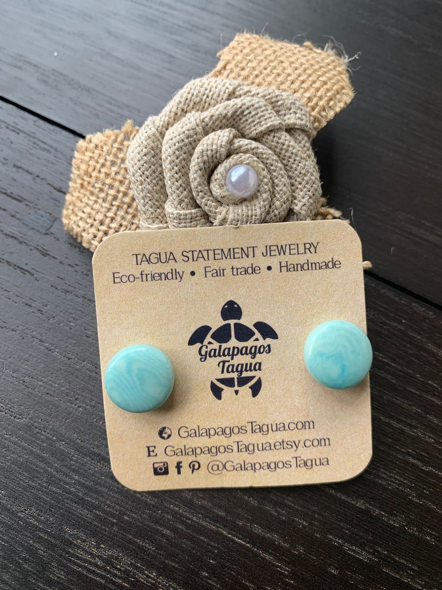 Aqua stud earrings Tagua jewelry Geometric round studs Statement jewellery Fall fashion Small colorful post earrings Cute buttons