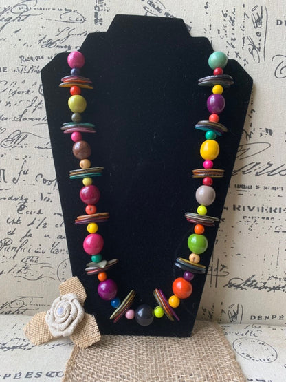 Extra long rainbow necklace Multicolor lightweight collar Handmade statement necklace Adjustable cord Fall fashion 2025s Art to wear