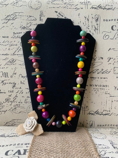 Extra long rainbow necklace Multicolor lightweight collar Handmade statement necklace Adjustable cord Mothers day gifts Art to wear