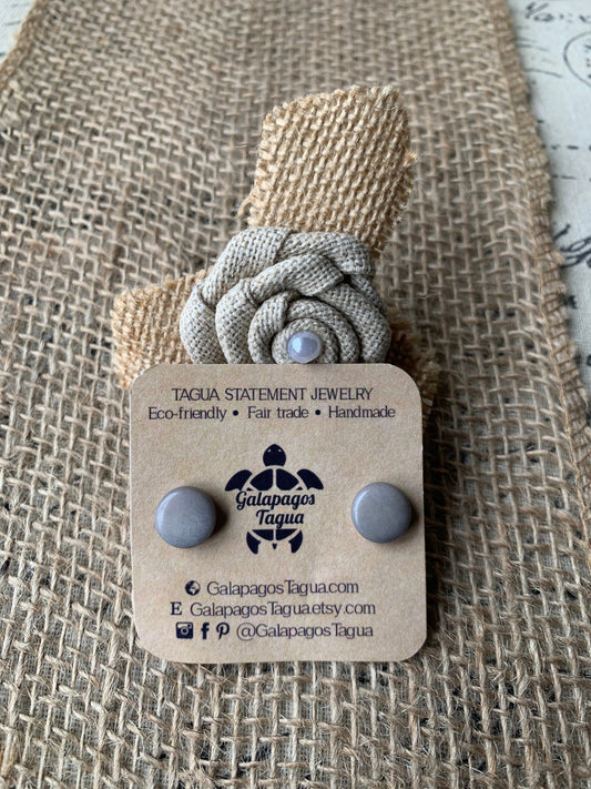 Gray stud earrings Round beaded earrings Tagua jewelry Mothers day gifts Artsy gifts Post earrings for women Everyday earrings Easter basket