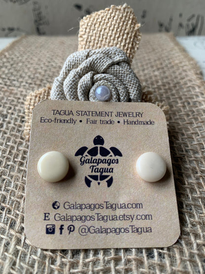 White stud earrings Round posts Geometric earrings Tagua nut jewelry Ivory 14 year Anniversary gift for wife Vegetable ivory jewelry Organic