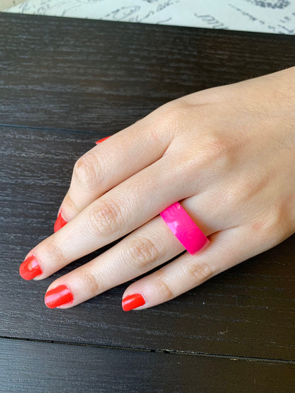 Pink band ring Simple hand carved ring Tagua jewelry Beach fashion trends Casual wear 10 mm Thick ring Summer fashion trends Resort wear