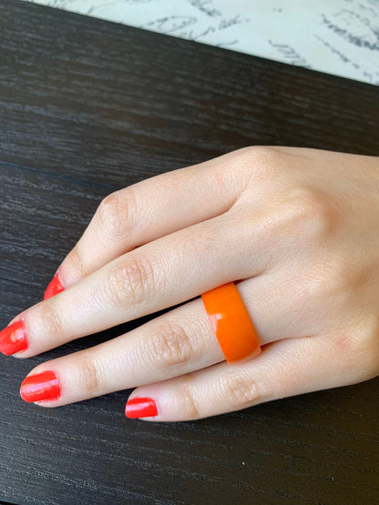 Orange band ring 10 mm Thick ring Tagua jewelry Anniversary gift Simple hand carved ring Mother's day gifts under 10 Summer fashion trends