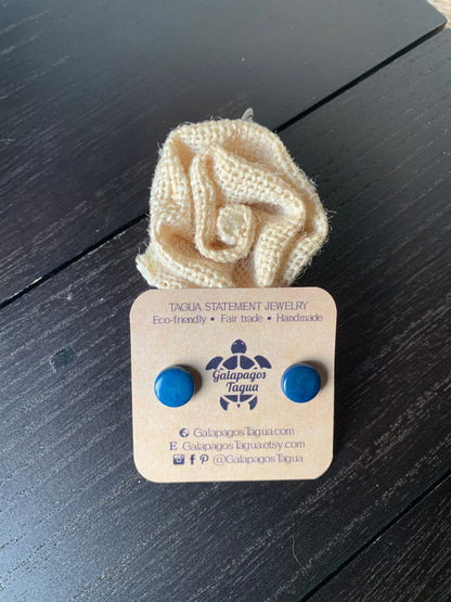 Blue stud earrings Round beaded earrings Tagua jewelry Geometric posts Fall fashion 2025s under 15 Wearable art Fall fashions 2025