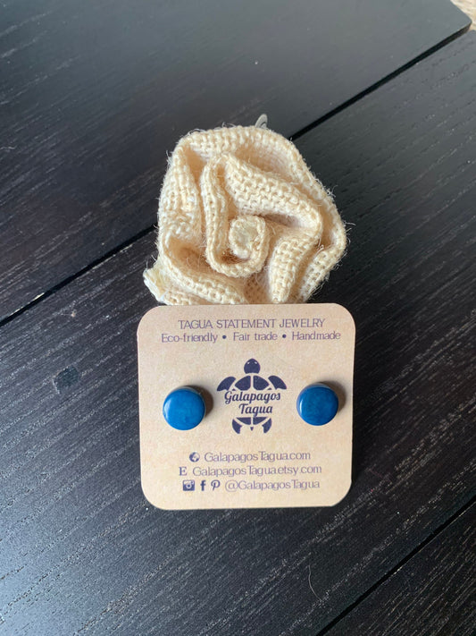 Blue stud earrings Round beaded earrings Tagua jewelry Geometric posts Fall fashion 2025s under 15 Wearable art Fall fashions 2025