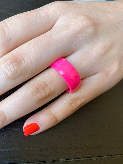 Pink band ring Simple hand carved ring Tagua jewelry Beach fashion trends Casual wear 10 mm Thick ring Summer fashion trends Resort wear