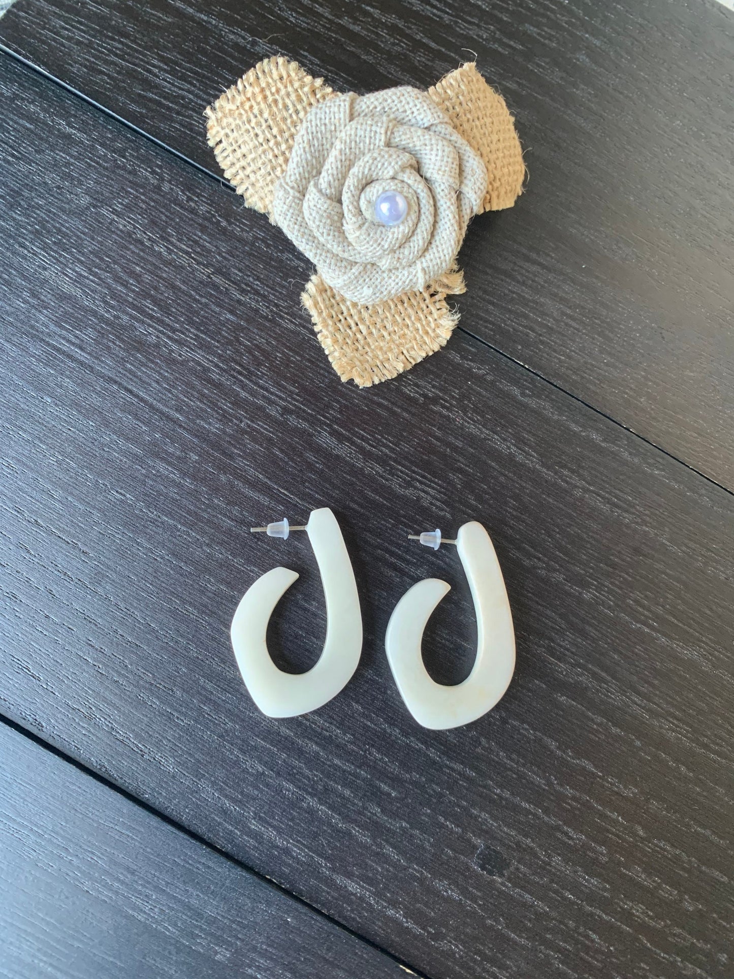 White statement earrings 14 wedding Anniversary gift for wife Tagua laser cut earrings Ivory statement hoop earrings Spring fashion trends