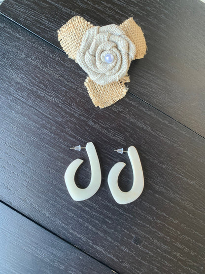 White statement earrings 14 wedding Anniversary gift for wife Tagua laser cut earrings Ivory statement hoop earrings Spring fashion trends