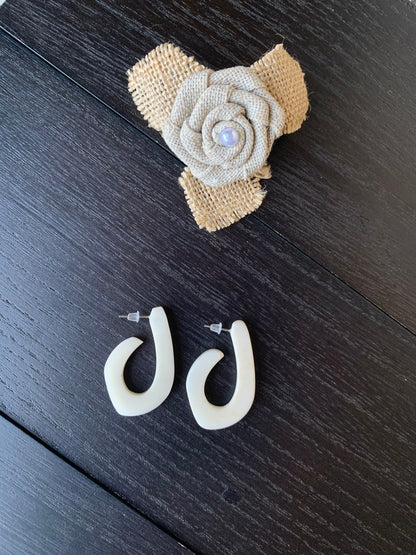 White statement earrings 14 wedding Anniversary gift for wife Tagua laser cut earrings Ivory statement hoop earrings Spring fashion trends