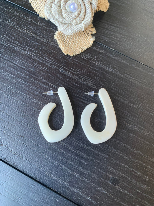 White statement earrings 14 wedding Anniversary gift for wife Tagua laser cut earrings Ivory statement hoop earrings Spring fashion trends
