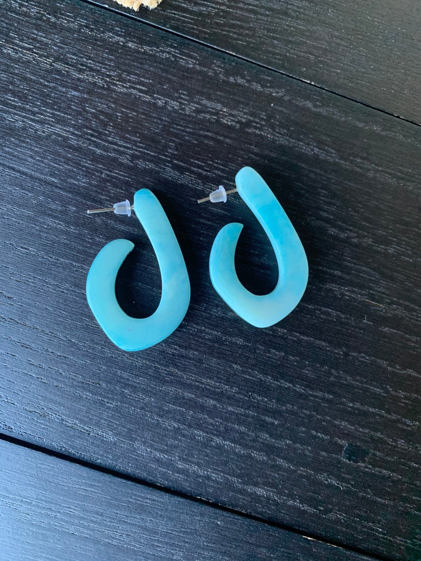 Turquoise blue statement earrings Beaded hoop earrings Tagua laser cut earring Ecuador handmade earrings Fall fashion 2025s Art to wear